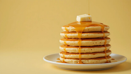 Stack of Fluffy Pancakes with Syrup
