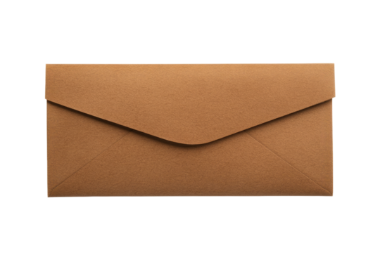 A rustic brown envelope ready to carry a heartfelt message, a simple yet elegant design against a clean white backdrop.
