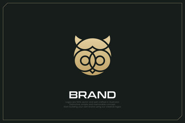 Owl Smart Animals Vector Logo Gold