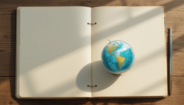 Exploring the world global geography insights study environment open notebook perspective educational concept