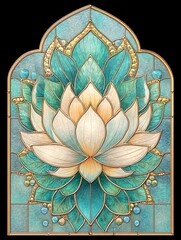 Beautiful stained glass lotus flower design.