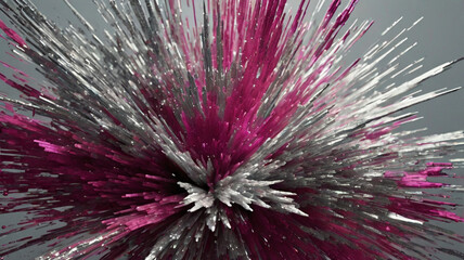 Fototapeta premium Abstract silver and magenta spikes explosion art installation for design elements