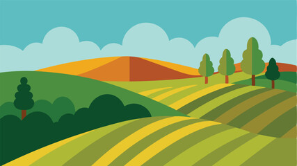 Obraz premium sunset silhouette over hilltops landscape scene