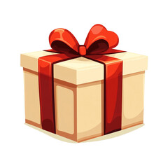 Fototapeta premium A beige gift box with a big red ribbon bow a present for a special occasion