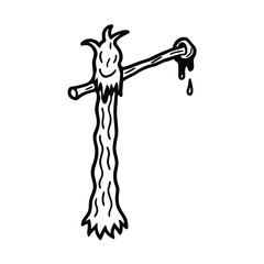 staff carved from a cursed tree oozing sap