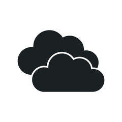 Two Overlapping Dark Cloud Weather Icon Symbolizes Stormy Weather Black Silhouette Isolated On White Background