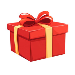 Obraz premium A red gift box with a large red bow and yellow ribbon a present for a special occasion