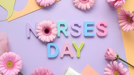 Festive Nurses Day Greeting with Pink Flowers