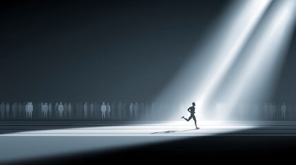 Runner Breaking Away From the Crowd.