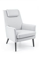 Fototapeta premium comfortable light grey armchair with padded headrest