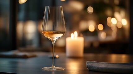 Romantic Dinner: A Glass of Ros? Wine by Candlelight