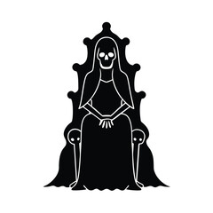 wraithen queen veiled in shadow seated on a throne