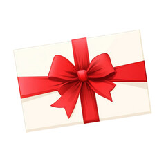 A white envelope with a big red ribbon bow a perfect gift