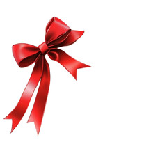 A bright red satin ribbon bow on black background elegant and festive design