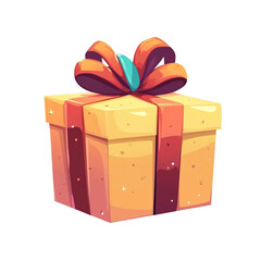A yellow gift box with an orange bow a festive present