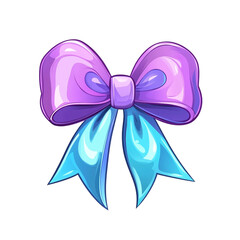 A vibrant purple and blue ribbon bow a pretty gift decoration