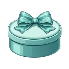 Teal gift box with a big ribbon bow a perfect present