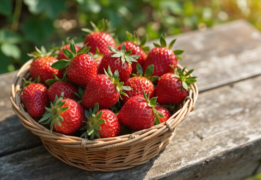 Strawberries in Rustic Basket