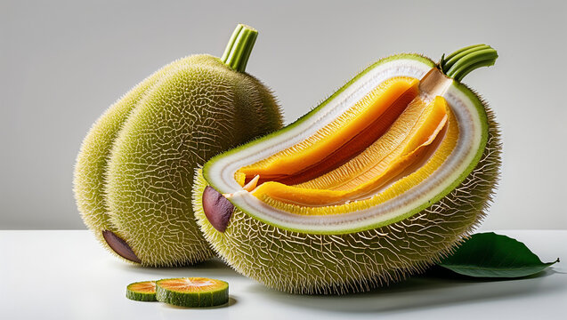 Creative Exotic Tropical Fruit Illustration Showing Layers And Textures On A White Table