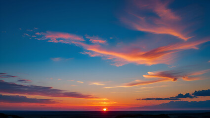 Fototapeta premium colorful sunset with wispy clouds