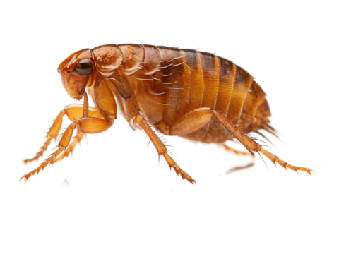 Detailed close-up of a flea showing its unique features and structure in a zoomed-in format