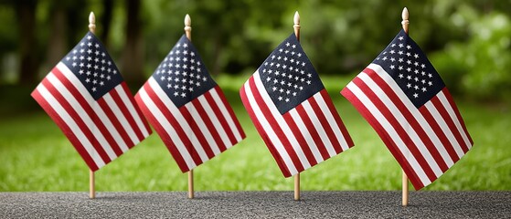 Honoring veterans cemetery flags memorial day tribute outdoor setting close-up view american spirit