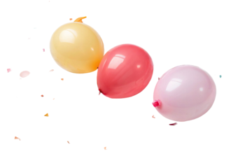 Vibrant balloons in pastel colors float gracefully, creating a festive atmosphere for celebrations