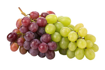 Fototapeta premium Fresh assortment of green and red grapes displaying vibrant colors and natural shine on a white background