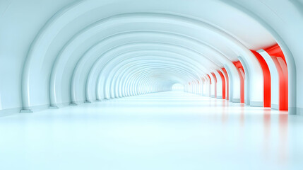 Fototapeta premium Abstract White and Red Archway Tunnel Interior