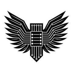 Digital wings from motherboard on white background