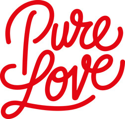 Pure Love - Red Handwritten Typography.