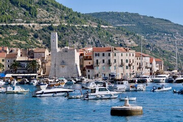 The beautiful town and harbor of Komiza, Island Vis, Dalmatia, Croatia