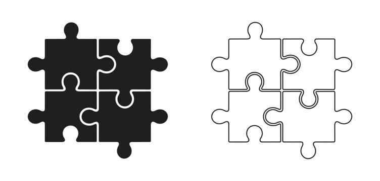 jigsaw puzzle pieces icon flat and line art style vector illustration.
