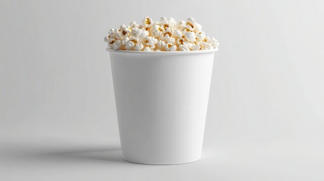 White blank popcorn bucket for placing your graphics, Packaging template mockup isolated on white background.