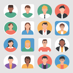 Diverse Collection Of Flat Vector Avatar Icons For Social Media And Professional User Profiles Presentation