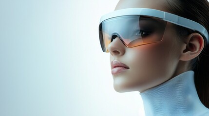 A woman wearing a pair of glasses with a yellow tint