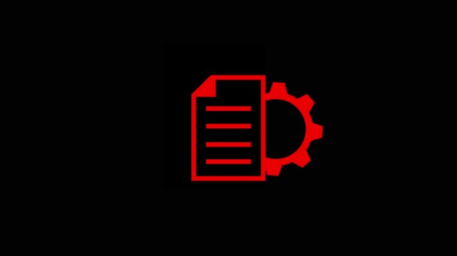Document and cogwheel. Vector icon animation. The background is entirely transparent. It can be used in the desired color background or on another video.
