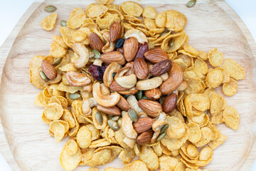 Top view mixed dried legumes and cereals.Different whole grains beans on bowl and legumes seeds and nuts.Various beans agriculture of natural healthy food for vegetarian cooking ingredients.