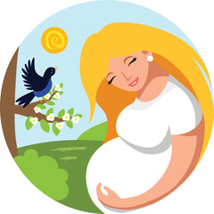 Pregnant blonde woman waiting for a baby 