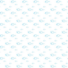 Minimalist Pattern Featuring Stylish Blue Fish Icons on a White Background