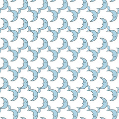 Pattern of Smiling Crescent Moons with Baby Blue Accents