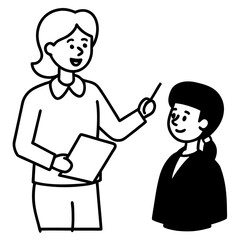 Obraz premium AI-generated graphic of a teacher giving a lesson on a white background. Ideal for microstock use and educational digital products.