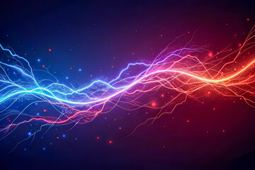 Obraz premium Abstract Background with Blue and Red Lightning Energy Waves