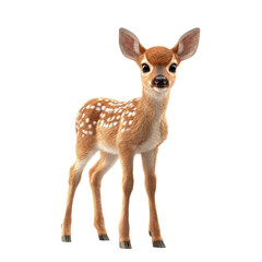 Fototapeta premium Cute Young Fawn with Beautiful Spots Standing on a White Background