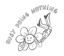 Funny line art, comic print, lazy quote sublimation and embroidery design