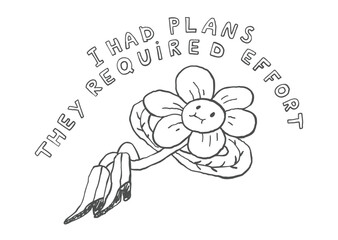 Funny line art, comic print, lazy quote sublimation and embroidery design