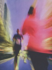 Runners in motion on a city street