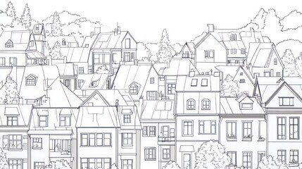 Obraz premium European Townhouses Line Drawing