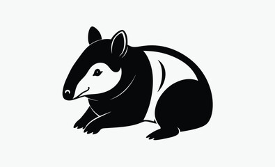 Tapir silhouette, Vector illustration, Tapir on white background 