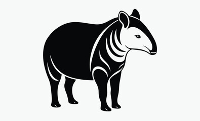 Fototapeta premium Tapir silhouette, Vector illustration, Tapir on white background 